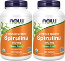 AHORA Suplementos, Espirulina orgánica 500 mg con vitaminas, minerales y GLA (ácido gamma-leninista), 500 Tabletas (Pack de 2)