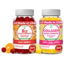 Lunakai Vitamina B12 y Collagen Gummies Bundle - 3000 mcg Methylcobalamin High Absorption Energy Gummies - Non-GMO Anti Aging Supplements for Men &amp; Women - 30 Days Supply