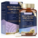 18-in-1 Collagen Pro con ácido hialurónico, queratina, biotina, VIT A C &amp; E para la piel, cabello, uñas, hermosura conjunta - péptidos multi colágeno cápsulas con tipo I II III V &amp; X para hombres de mujeres - 120 caps
