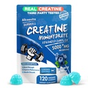 Complejo de Gummies de Monohidrato de Creatina para Hombres - 120 Gummies Fórmula Avanzada, L-Taurina + Vitamina B12 para Estrés Musculo, Constructor de Muscles, Boost de Energía, Suplemento de Pre-Workout -Blueberry
