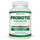 Arazo Nutrition Probiótico 40 Billones CFU - Estante estable con prebióticos y acidofílico - Potencia estable hasta la explosión – Probióticos de liberación del tiempo