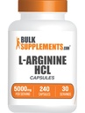 BulkSupplements.com L-Arginine HCl Capsules - Nitric Oxide Supplement, Arginine Supplement - Gluten Free, 8 cápsulas por Serving (5000mg), 240 Conde (Pack of 1)