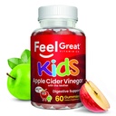Feel Great Apple Cider Vinegar Gummies for Kids ← Rich in Digestive Enzymes & Natural Antioxidants for Gut Health ← Vegan Gummy Supports Healthy Nutrient Absorption ← 60 Day Supply