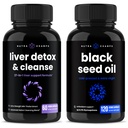 NutraChamps Liver Cleanse Detox y Black Seed Oil Capsules Bundle