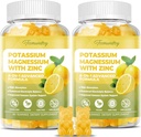 Suplemento de potasio Gummies para adultos: Citrato de potasio 99 mg - Suplemento de magnesio de potasio para músculo, electrolito, energía