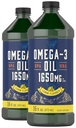 Carlyle Omega 3 Fish Oil Liquid ← 1650mg Silencio 32 fl oz (2 x 16oz Botellas) Silencio Lemon Flavor ← Non-GMO &amp; Gluten Suplemento gratuito