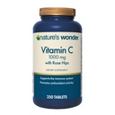 Maravilla de la naturaleza Vitamina C 1000 mg con Rosa Hips Tablas para Salud Inmune, 250 Serviciones, 250 cuentan
