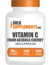 BulkSupplements.com Vitamina C de Acerola Cherry Capsules - Acerola Cherry Vitamina C Suplemento - Gluten Gratis, 1 Cápsula por Ser, 240 Cápsulas Veg (Pack of 1)