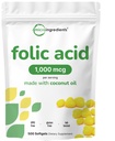 Folic Acid 1000 mcg, 500 Coconut Oil Softgels (1mg) ← Vitaminas Prenatales Esenciales (Vitamin B9)