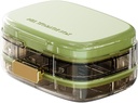 Pill Organizer with Extra Compartment for Plasters & Swabs, Portable Medications &amp; Supplements Container, Large Pill Case for Both Home " Travel (Green)