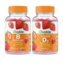Complejo B Lifeable + Vitamina D 10000 UI, Empaquetado de Gummies - Gran Tasting, Suplemento de vitaminas, Gluten Gratis, GMO Gratis, Chewable