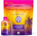 Árbol púrpura de energía orgánica Packets – Cero Azúcar, 80 mg de Caffeine natural de Yerba Mate &amp; Guarana, con vitaminas B12 para Smooth, Energía libre de sarpullido – Tea Flavor de limón, 12 paquetes para ir