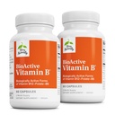 Terry Naturalmente BioActive Vitamina B - Ayuda Heart Health with Bioactive B Vitamins - Suplemento con Folate &amp; Calcio - B Complex Vitamin to Aid Nervous System Función - 60 cápsulas (Pack of 2)