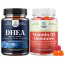 Paquete de DHEA Suplemento para Equilibrio de Hormonas, Estabilidad del Modo, Función del Cerebro - Dehidroepiandrosterona y Gummies de Vitamina D3 para el Bienestar Diario con 2000IU por Sol de Servir