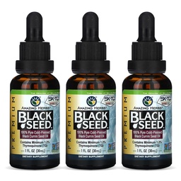 Amazing Herbs Premium Black Seed Oil - Gluten Free, Non GMO, Cold Pressed Nigella Sativa Aids in Digestive Health, Immune Support, Brain Function - 1 Fl Oz (Pack of 3)