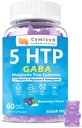 5-HTP GABA Gummies Blend 1700mg, Gotas de calma sin azúcar con L Theanine, Magnesio, Ashwagandha, Omega-3-6-9, Vitamina D3,B6 para Zzzs naturales, Mood, Brain-Calm, Blueberry Flavor 60Count