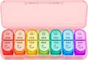 Organizador semanal de píldoras 2 veces al día - AM PM Organizador de píldoras con 7 casos diarios de color pequeños, cajas de carga de mañana y noche para vitaminas, medicinas, " suplementos