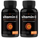 NutraChamps (2 Pack) Vitamina C 1000mg con Elderberry, Citrus Bioflavonoids & Rose HIPS - 120 Capsules Vegan, Suplemento Antioxidante no GMO para la salud inmuna y la producción de colágeno 500mg Powder Pills