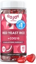 Arroz de levadura roja sin azúcar con Gummies CoQ10 - Suplementos de colesterol con levadura de arroz rojo 1000 mg. - Complejo de Gummies de colesterol - Vegan, No GMO, Libre de gluten &amp; Suplemento sin citrinina