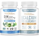 Calcio D-Glucarate con suplemento DIM de 200 mg para el equilibrio de estrógeno mejorado para las mujeres ¦ Vegan Gluten Suplemento CDG gratuito para las mujeres (90 serviendo) con cápsulas Diindolylmetano (60 serviendo)