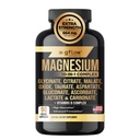 Suplemento Complejo de Magnesio - 10 Formas Activas, Glycinate, Citrato, Malate, Oxide, Taurate, Aspartate, Gluconate, Ascorbate, Lactate, Carbonate, Plus Más con Vitamina C B1 B2 B6 B12