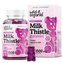 Wild &amp; Organic Milk Thistle Gummies 1500 mg - Milk Thistle Supplement for Liver Cleanse Detox - Silymarin Liver Detox Gummies - 30 Days Supply - 60 Vegan, Non-GMO Chews