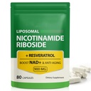 Suplemento NAD, 900 mg - Liposomal Nicotinamide Riboside NAD+ Suplemento con Resveratrol Supports Muscle, Brain, Cellular Energy - NMN Supplement Alternative for Men and Women, 80 Capsules (Pack of 1)