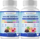 Suplemento de Apoyo Inmuno - 2 Packs 10 en 1 Elderberry, Echinacea, Vitamina D, Vitamina C 1000mg & Suplemento Zinc - con Booster Inmunitario para Adultos - 120 cápsulas de vitaminas