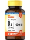 Sundance Vitamina D3 1000 UI ← 300 Softgels ← High Potency ← Vitamina Esencial Fórmula 
