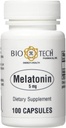 Bio-Tech Pharmacal Melatonin (5 mg), 100 cápsulas – Suplemento natural – Apoyo al sueño, cardiovascular, inmune, " Bone Health – No Dairy, Fish, Gluten, Peanut, Shellfish, GMOS, " Soy – No