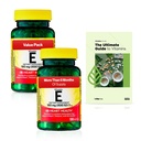 Spring Valley Vitamina E Heart Health Suplemento dietético Softgels, 180 mg (400 UI), 200 Cuenta, 2-Pack + Exclusiva VitaMax Guía de vitaminas (3 artículos)