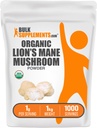 BulkSupplements.com Leones orgánicos Mane Mushroom Powder - Lions Mane Powder, Mushroom Suplemento - Vegan & Gluten Gratis, 1g por Serving, 1kg (2.2 libras) (Pack de 1)
