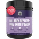 16oz Brote de hueso pólvora con péptidos de colágeno de grano - sin sabor, cero carbohidratos, libre de lácteos, sin aditivos, sin explosivos - fuente natural tipo I y III - Grass Fed Bono Broth Collagen Powder