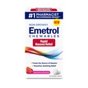 Emetrol Non-Drowsy Nausea Relief - Medicina Chewable para el estómago - Farmacéutico Recomendado Nausea Relief - Mixed Berry Flavor, 60 Tablets