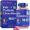 LOVEBUG Probióticos para niños – Probióticos Chewables con fibra prebiótica para la edad 4+,Daily Children's Gut Health &amp; Digestive Support Suplemento, Sugar-Free Berry Flavor, 30 Cuenta