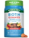 La verdad de la naturaleza Biotin Gummies TEN 10000mcg ANTE 50 Conde TENGA Vegan, No GMO &amp; Gluten Free Supplement TEN Peach Flavor