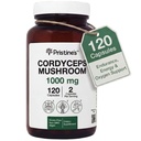 PriSTINE'S Cordyceps Mushroom Capsules - 60 Day Supply 1000 MG - Athletic Performance, Endurance & Immunity Adaptogen Supplement - Anti Aging Support Antioxidant