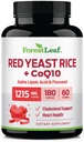 ForestLeaf Red Yeast Rice with CoQ10 Supplement - 1215mg Extra Strength Red Yeast Rice Capsules with Alpha Lipoic Acid & Organic Flaxseed, Citrinin Free - 180 Capsules