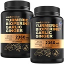 Suplementos Turméricos y Ajo 4-en-1 con BioPerine – 2360mg Torméricos Gorra de jengibre con Ajo – High Potency Herbal Blend (120 ct, Pack de 2)