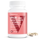 Suplementos de Hierro para Mujeres Hombres, Hierro Vegano Bisglycinate 30mg Plus Vitamina C, B12, Ácido Fólico - Planchas de Hierro para la Anemia, Sangre de Salud y Energía - Gentil, Absorción Alta, No GMO - 90 cápsulas