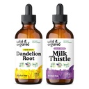 Wild &amp; Organic Dandelion Root Tincture " Milk Thistle Tincture 4 fl oz - Liver Cleanse Detox Support - Dandelion Root Extract Drops - Milk Thistle Supplement - No Sugar " Alcohol