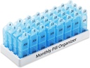 Organizador de píldoras mensuales Daviky 2 veces al día, 30 días caja de píldoras AM PM con contenedor separado, un mes caso de medicina dos veces al día para mantener vitaminas, suplementos y medicamentos (lue)