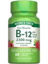 La verdad de la naturaleza B12 Vitamina tención 60 Tablas rápidas de consolación TENIDO 2500 mcg Silencio con ácido fólico ANTE Vegan, No Gluten Gratis
