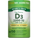 La Verdad de la Naturaleza Vitamina D3 2000 UI Softgels para Adultos Silencioso 150 Conde ← Alta Potencia Silencio No GMO y Gluten Suplemento Gratis