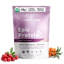 Sprout Living Epic Protein, Plant Based Protein & Superfoods Powder, Pro Collagen, Berry peru 15 Grams Organic Protein Powder, Vegan, Non Dairy, Non-GMO, Gluten Free, Low Sugar (0,7 libras, 12 servidos)