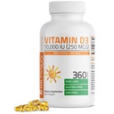 Bronson Vitamina D3 10,000 UI (250 mcg) High Potency - Supports Healthy Immune System, Strong Bones, Muscles & Teeth - Non GMO, 360 Softgels