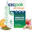 EZC Pak On The Go Immune System Booster with Echinacea, Vitamina C, Zinc, Immune Support Supplement, Immunity Vitamins for Adults, Travel-Friendly Packaging, Vegetarian, Gluten-Free