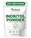 Purisure Myo-Inositol Powder, 250g, Fertilidad, Equilibrio Hormonal y Soporte Ovárico, Pure Inositol Powder, Myo Inositol Suplemento de Apoyo Energía y Bienestar Cerebro, Vegan, No GMO, 500 Servimientos