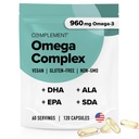 Complemento Vegan Omega 3 Suplemento- 960mg Omega-3 Fatty Acids, DHA, EPA, SDA, ALA Suplemento - Immune Support- 60 Servings, 120 Liquid Capsules