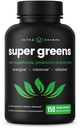 NutraChamps Organic Super Greens Capsules - Alfalfa, Spirulina, Chlorella &amp; More - Antioxidante, Enzyme Digestivo &amp; Blends Probiótico - 150 Green Superfood Capsules